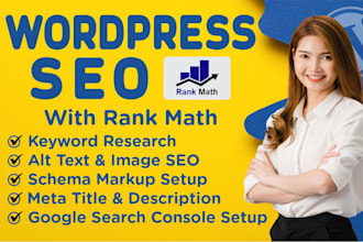 do complete wordpress onpage SEO with rankmath and schema optimization