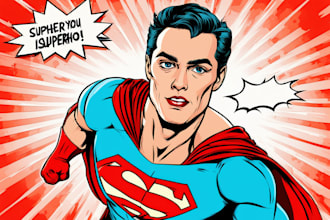 draw you into superhero comic book pop art cartoon