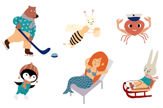 create cute cartoon animal characters for kids and branding
