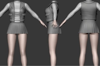 create 3d clothing garment second life character mesh mockup design pattern