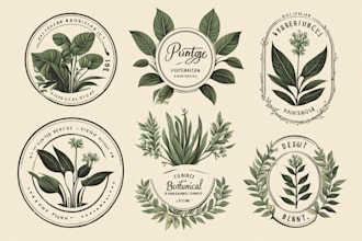 design vintage logo, plants botanical vector illustration