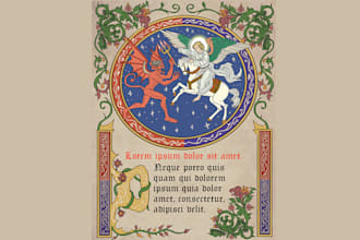 drawn medieval art and manuscript pages