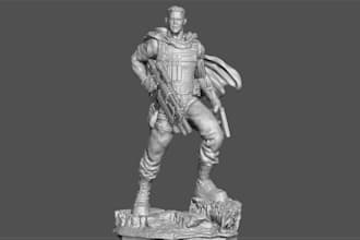 create a 3d character model or sculpture suitable for printing using zbrush