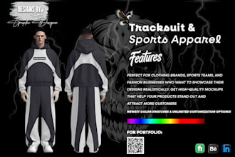 create custum 3d tracksuit and streetwear mockups