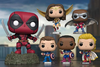 draw 3d funko pop,anime,mini pop fnaf,3d caricatures,3d bobblehead,character