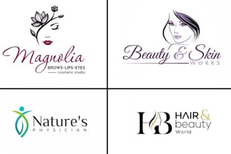 create a logo with a branding kit for cosmetics and beauty