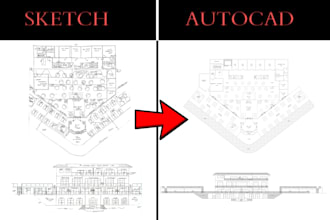 convert PDF, sketch to detailed autocad, blueprint