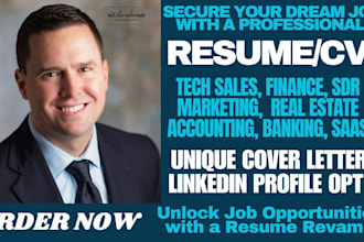 craft sales, marketing, finance, tech sales, investment, realtor, sdr resume