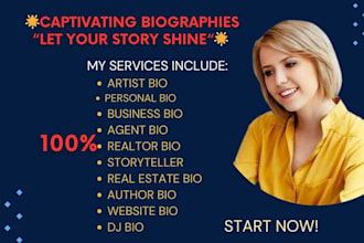 write a professional biography, bio, business bio, website bio or realtor bio