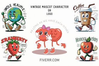 create hand drawn vintage retro cartoon character or mascot design