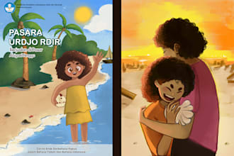 draw cute children book or storybook illustrations