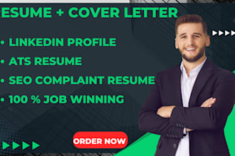 write and update ats resume, cover letter and linkedin