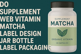do supplement web vitamin matcha label design jar bottle label packaging