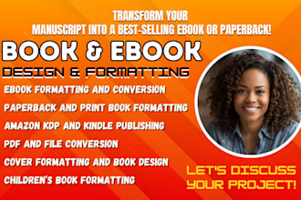 expertly format your 50k word book, ebook for kindle, paperback, amazon KDP