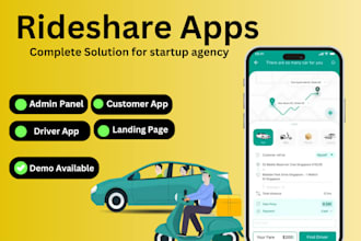 develop uber, indrive clone rideshare app with parcel delivery system