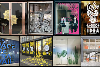 create eye catching,window stickers, storefront,frosted vinyl, window clings