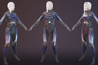 reduce 3d game character polycount, realistic model,skin texture,ue5 rig animate