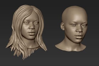 fix 3d sculptures, head busts for 3d printing, zbrush and blender, cnc 3d figure