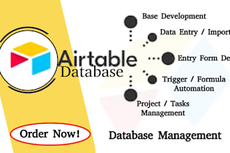 develop airtable database, integration with web, database trigger and automation