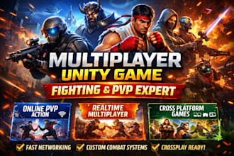 develop multiplayer unity game online fighting game  pvp game
