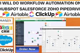 do workflow automation on hubspot salesforce zoho pipedrive clickup airtable