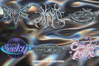 design 3d chrome y2k logo for your streetwear brand