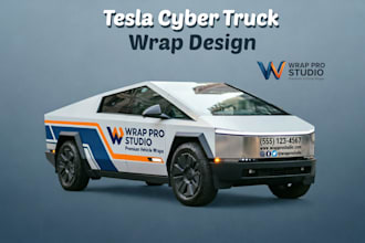 do tesla cybertruck wrap design, vehicle wrap design, any truck wrap, van wrap