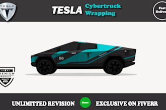 do tesla cybertruck wrap design, vehicle wrap design, any truck wrap, van wrap