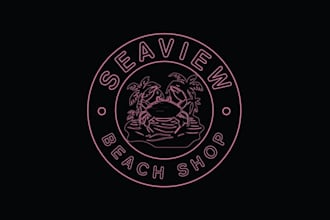 funky beach shop logo design