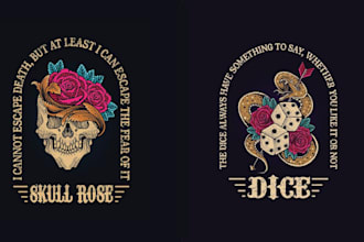 make hand drawn rose skull tattoo logo