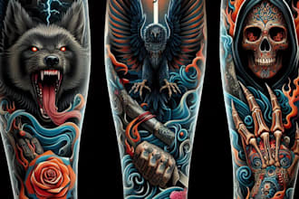 create custom tattoo design, tattoo sleeve