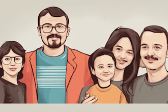 draw a vector art family portrait