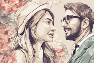 create couples art vector portrait