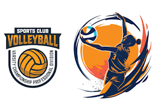 create sport cartoon basketball volleyball logo