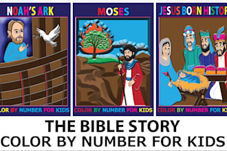 draw bible story color by number for kids