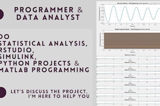 do statistical analysis, rstudio, simulink, python and matlab programming