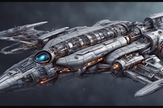 design a spaceship, sci fi illustration and sci fi art