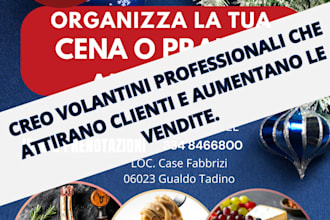 creo volantini e poster professionali per ristoranti, bar ed eventi
