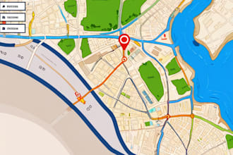 draw custom vector map, route map or direction map
