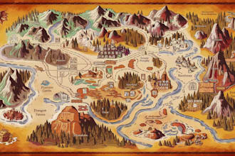 make a fantasy map, game, world, battle map illustration