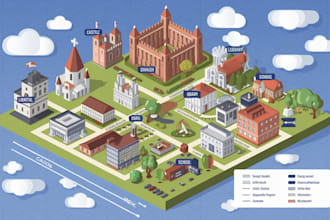 do isometric maps and digital art illustrations
