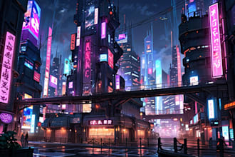 create cyberpunk city sci fi style for any project