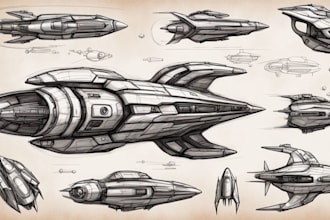 design a spaceship, sci fi illustration and sci fi art