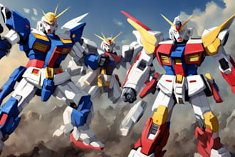 draw gundam, transformer, robot, armor, mecha art style