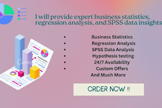 assist in business statistics, probability, regression, spss data analysis