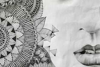 draw sketch illustration mixed with mandala art as you wish
