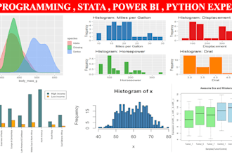 train r programming , power bi , python , stata , data analysis