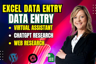 perfect data entry, web research, chatgpt, excel task and admin support