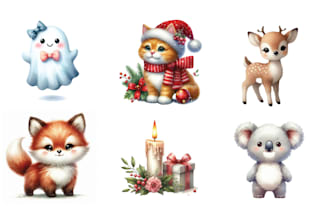 do watercolor illustrations, cliparts and stickers with ai