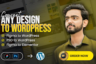 convert figma, PSD, and xd designs to wordpress and elementor